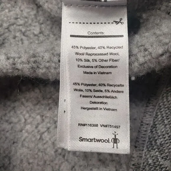 Smartwool‎ Sweater Womens XS Gray Hudson Trail Fleece Pullover Silk Wool Blend - Picture 5 of 10